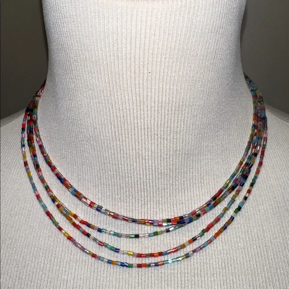 Multicolor five layer rainbow Beaded Necklace